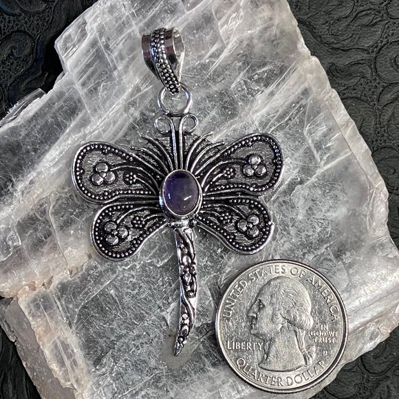 Amethyst Floral Dragonfly Pendant Stone Crystal Jewelry (65 48910) - Picture 7 of 7